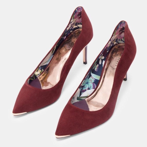 Ted Baker Vyixin Wine Suede Heels 